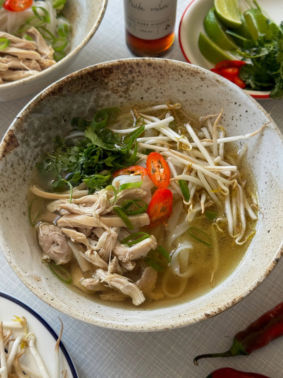Vietnamese Kip Noedelsoep met Vissaus: Snelle phở gà | Phans
